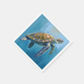 ウミガメの海洋動物の水彩画 スタンダードカクテルナプキン (角)