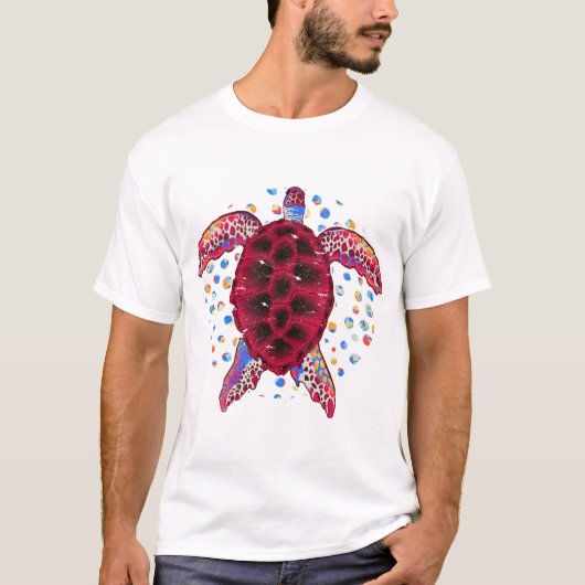 ウミガメの海洋動物ギフトカメ Tシャツ (正面)