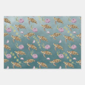 ウミガメの深いグリーン海 ラッピングペーパーシート (正面3)