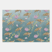 ウミガメの深いグリーン海 ラッピングペーパーシート (正面)