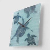 ウミガメの熱帯海壁時計 スクエア壁時計 (傾斜)