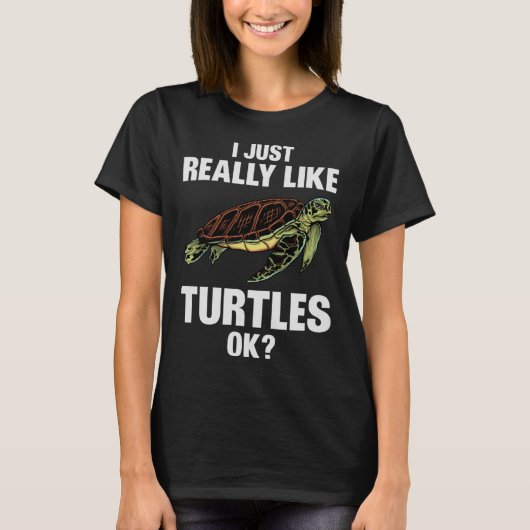 ウミガメの物アイディア私は本当にウミガメが好き Tシャツ (正面)