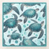 ウミガメの生活 ガラスコースター (正面)