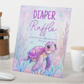 ウミガメの紫の赤ちゃんシャワーラッフルの下 台座サイン (インサイチュ)