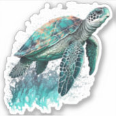 ウミガメの美威厳のあるしい海の岬 シール (正面)