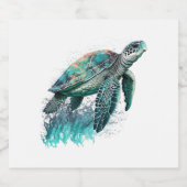 ウミガメの美威厳のあるしい海の岬 スパークリングワインラベル (シングルラベル)