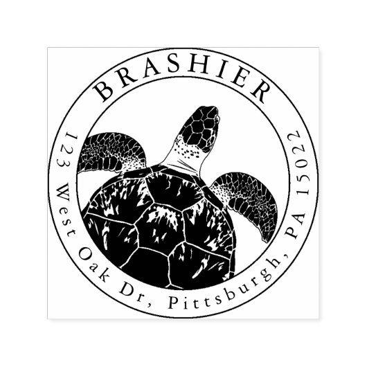 ウミガメの自己インクで住所スタンプ セルフインキングスタンプ (デザイン)