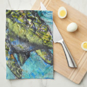ウミガメの芸術と工芸品 キッチンタオル (四つ折り)
