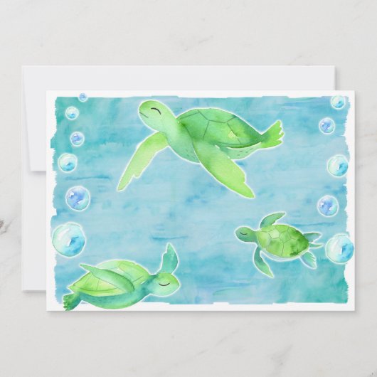 ウミガメの誕生日の招待状 招待状 (裏面)