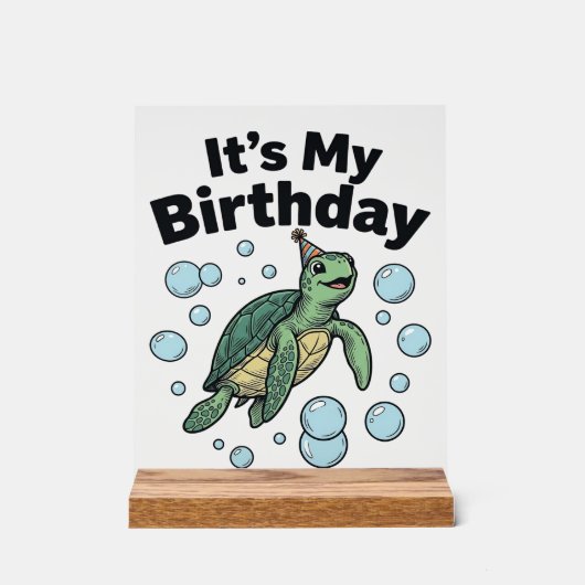 ウミガメの誕生日Tシャツデザイン_1 アクリルサイン (正面)