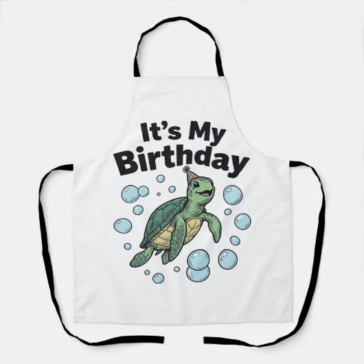 ウミガメの誕生日Tシャツデザイン_1 エプロン (正面)