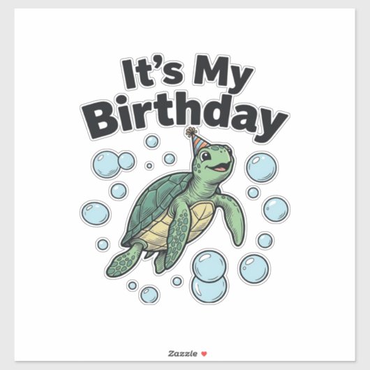 ウミガメの誕生日Tシャツデザイン_1 シール (シート)