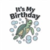 ウミガメの誕生日Tシャツデザイン_1 シール (正面)