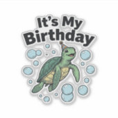 ウミガメの誕生日Tシャツデザイン_1 シール (正面)
