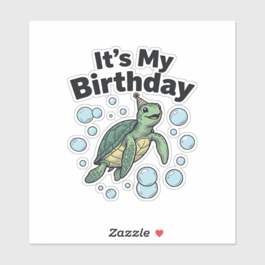 ウミガメの誕生日Tシャツデザイン_1 シール (シート)