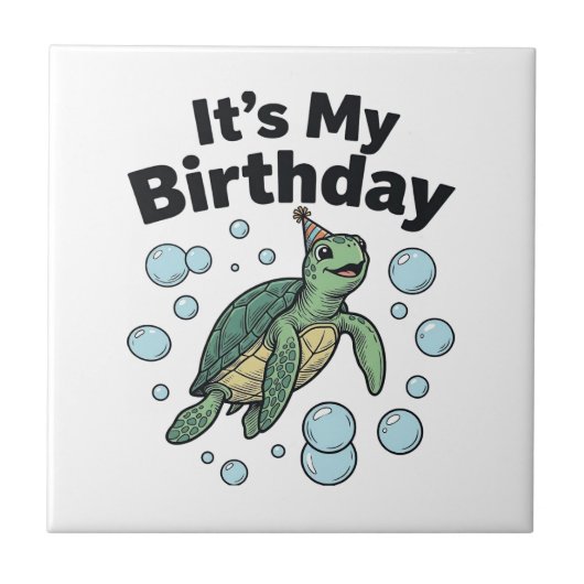 ウミガメの誕生日Tシャツデザイン_1 タイル (正面)