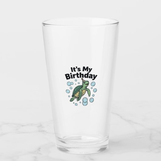 ウミガメの誕生日Tシャツデザイン_1 タンブラーグラス (正面)