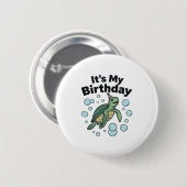 ウミガメの誕生日Tシャツデザイン_1 缶バッジ (正面&裏面)