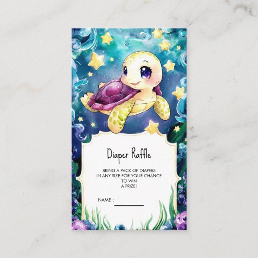 ウミガメの赤ちゃんシャワーで魅了される エンクロージャーカード (正面)