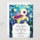 ウミガメの赤ちゃんシャワーで魅了される 招待状 (正面/裏面)