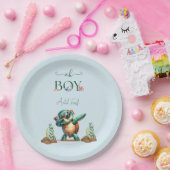 ウミガメの赤ちゃんシャワーの下のオ男の子 ペーパープレート (パーティー)