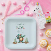 ウミガメの赤ちゃんシャワーの下のオ男の子 ペーパープレート (パーティー)