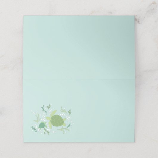 ウミガメの赤ちゃんシャワーの下 プレイスカード (外部開封)