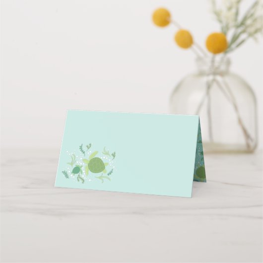 ウミガメの赤ちゃんシャワーの下 プレイスカード (正面)