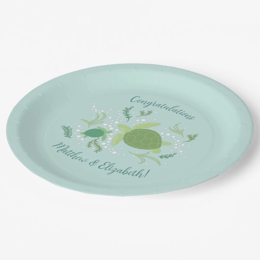 ウミガメの赤ちゃんシャワーの下 ペーパープレート (アングル)