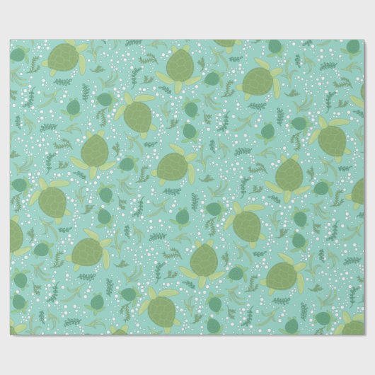 ウミガメの赤ちゃんシャワーの下 ラッピングペーパー (フラット)