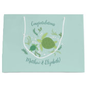 ウミガメの赤ちゃんシャワーの下 ラージペーパーバッグ (正面)