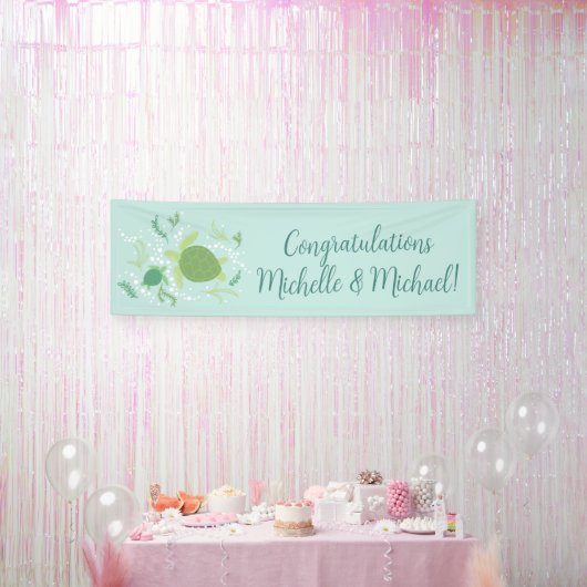 ウミガメの赤ちゃんシャワーの下 横断幕 (パーティー)