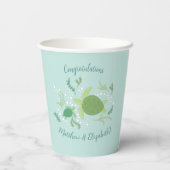 ウミガメの赤ちゃんシャワーの下 紙コップ (裏面)