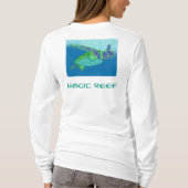 ウミガメの長い袖の女性のワイシャツ Tシャツ (裏面)