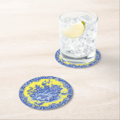 ウミガメの青い柳の島イエローガーデンラウンド ラウンドペーパーコースター (インサイチュ)
