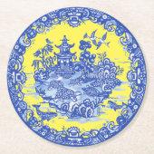 ウミガメの青い柳の島イエローガーデンラウンド ラウンドペーパーコースター (正面)
