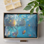 ウミガメの鮮やかな色のデコパージュ 薄葉紙 (ギフト)