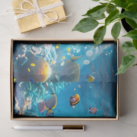 ウミガメの鮮やかな色のデコパージュ 薄葉紙 (ギフト)