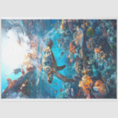 ウミガメの鮮やかな色の#2デコペ 薄葉紙 (正面)