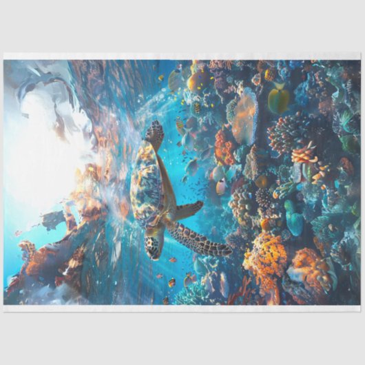 ウミガメの鮮やかな色の#2デコペ 薄葉紙 (正面)