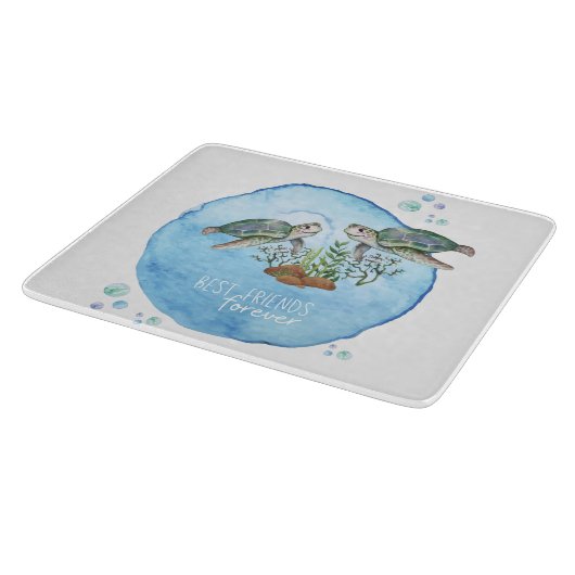 ウミガメのBFF -パーソナライズされた最高の友達のプレゼント カッティングボード (角)