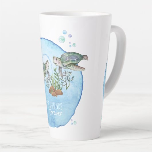 ウミガメのBFF -パーソナライズされた最高の友達のプレゼント カフェラテマグ (右アングル)