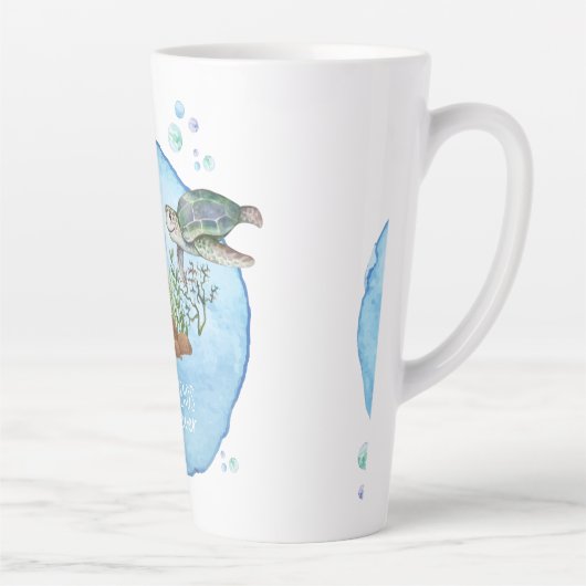 ウミガメのBFF -パーソナライズされた最高の友達のプレゼント カフェラテマグ (右)