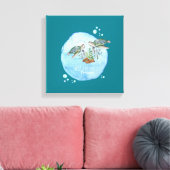 ウミガメのBFF -パーソナライズされた最高の友達のプレゼント キャンバスプリント (インサイチュ (リビング))