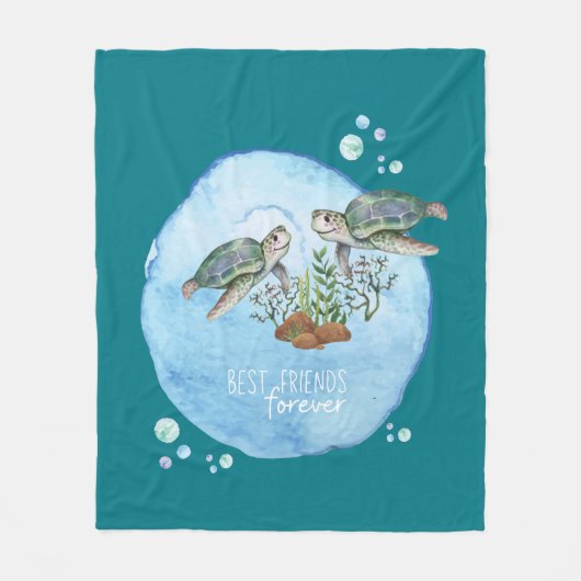 ウミガメのBFF -パーソナライズされた最高の友達のプレゼント フリースブランケット (正面)