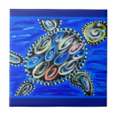 ウミガメは海の熱帯礁の海洋生物をタイルを張ります タイル (正面)