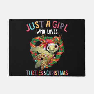 ウミガメやクリスマスタルトが大好きな女の子 ドアマット