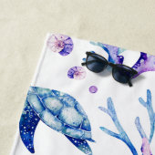 ウミガメやサンゴの模様 ビーチタオル (インサイチュ)