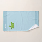 ウミガメをティール(緑がかった色)ミントグリーンバスタオルセット バスタオルセット (ハンドタオル)