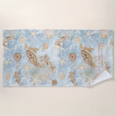 ウミガメウミザメパーソナライズされた ビーチタオル (正面)